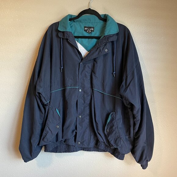 Vintage Pierre Cardin Mens Jacket Blue Navy Zipper Snap Buttons Size XL - Picture 1 of 8